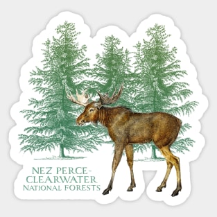 Nez Perce-Clearwater National Forests Moose Tree Silhouette Souvenir Sticker